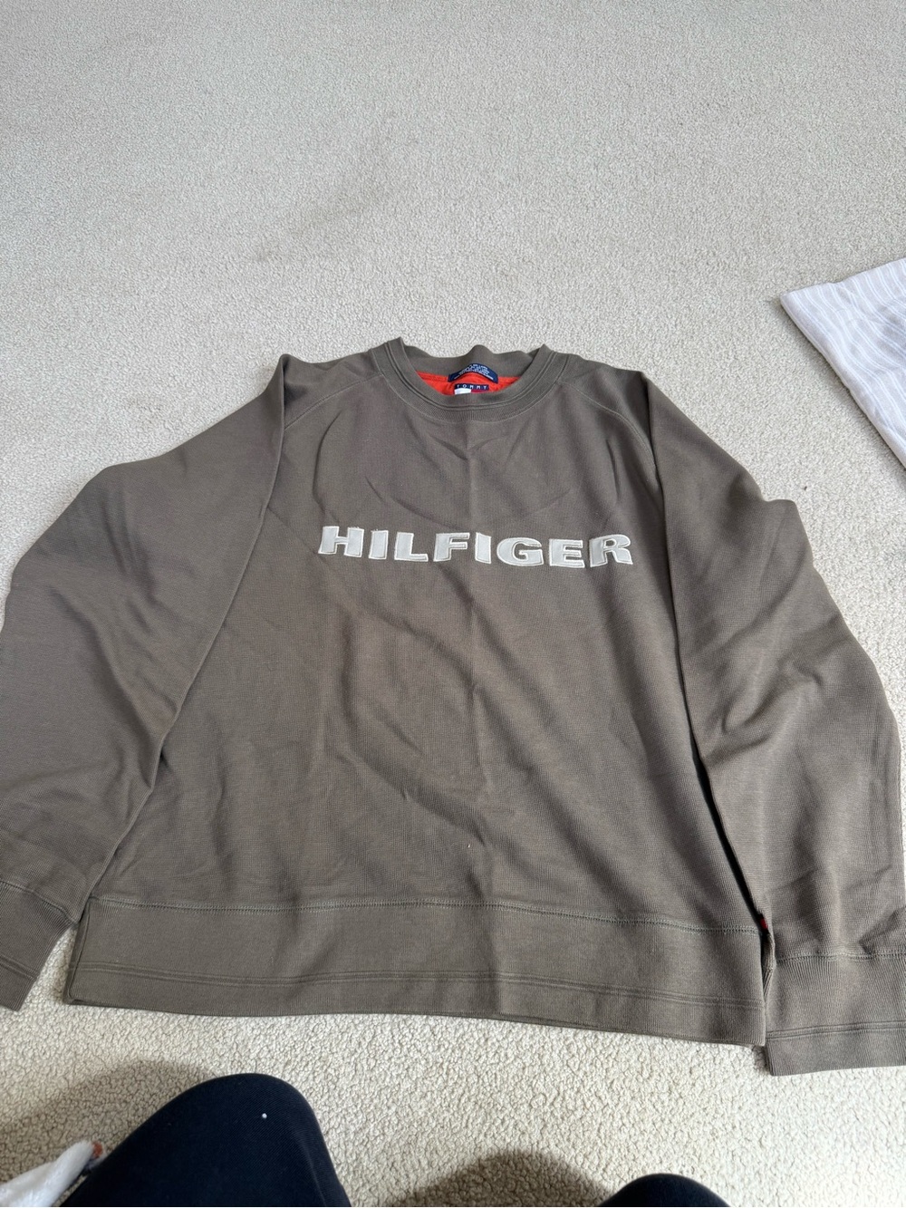 Tommy Hilfiger Olive  Crewneck Sweater with Hilfiger Logo
